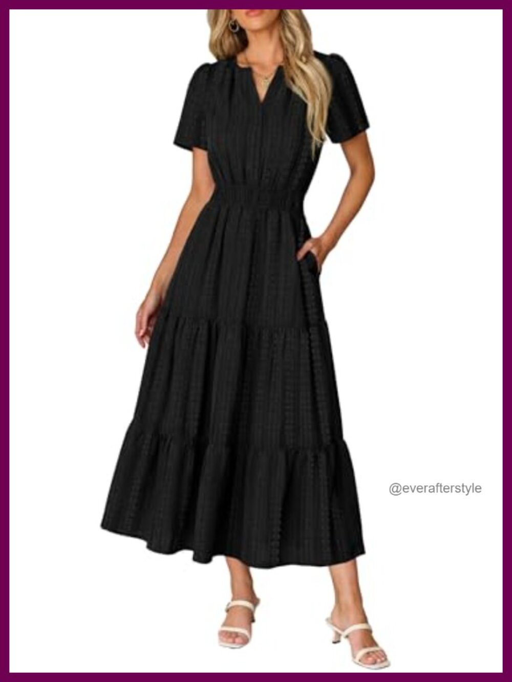 Women's Summer Midi Maxi Dress Short Sleeve Vacation with Pockets